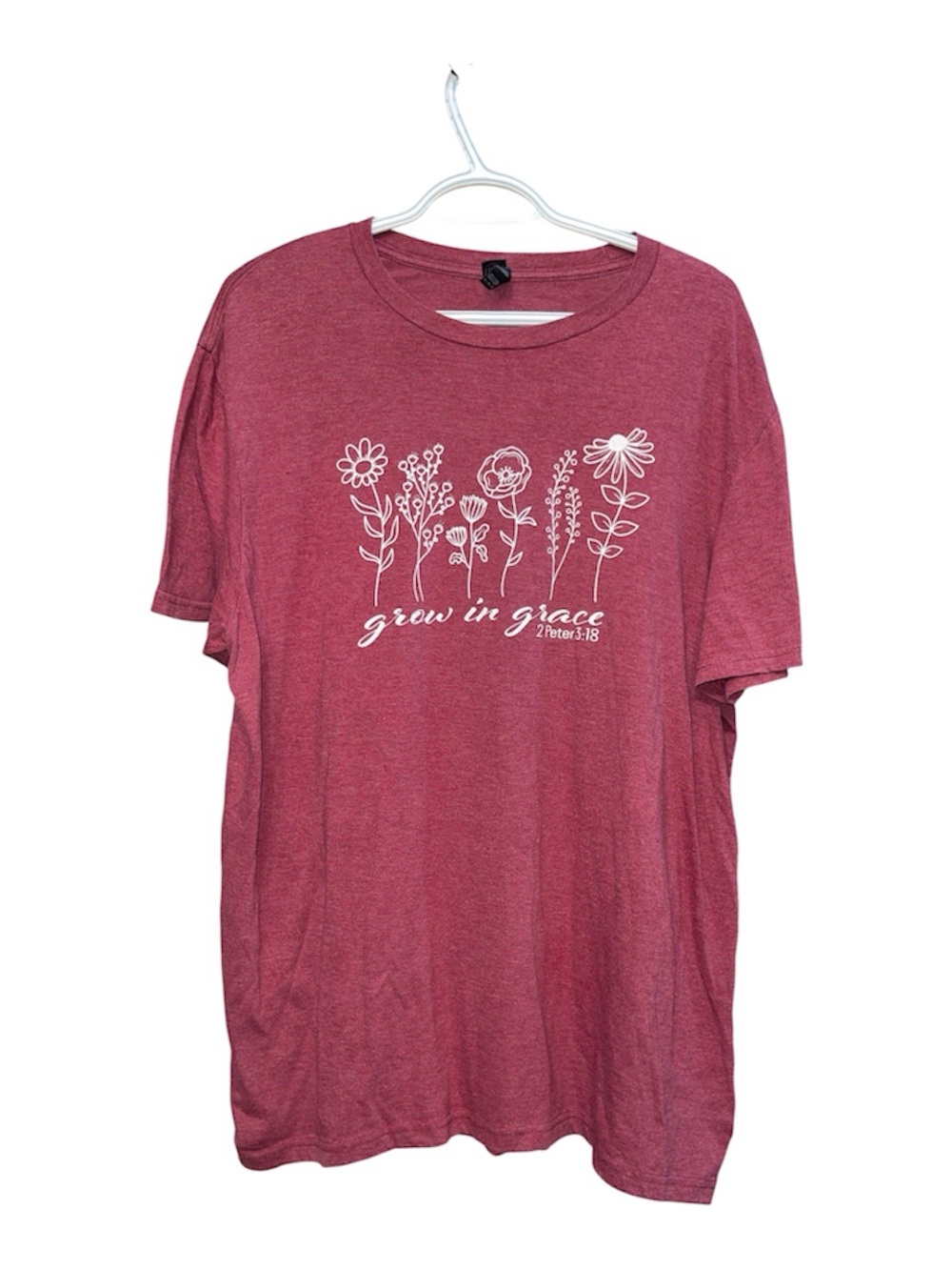 Grow in Grace Floral Graphic Tee - Red Heather